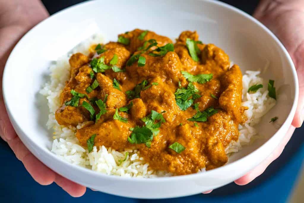 A bowl of chicken curry made with Costack curry powder