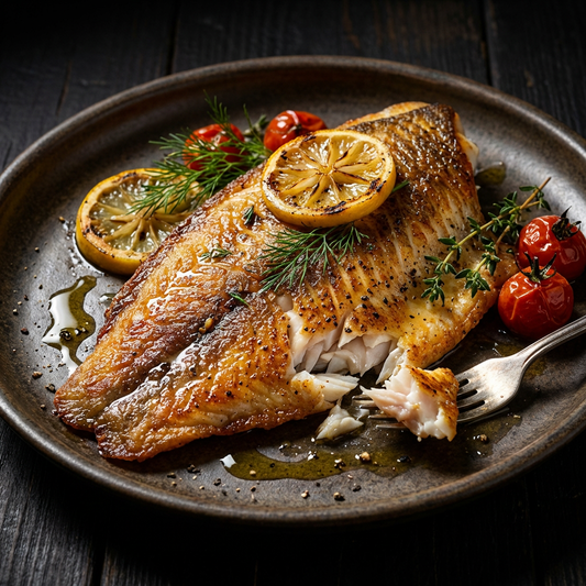 A seasoned fish fillet