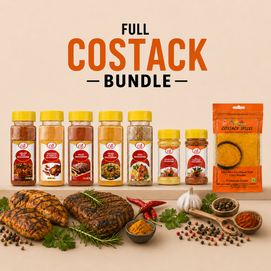 Costack Everyday Seasoning Guide: Chicken, Fried Rice, Lemon Pepper and Adobo