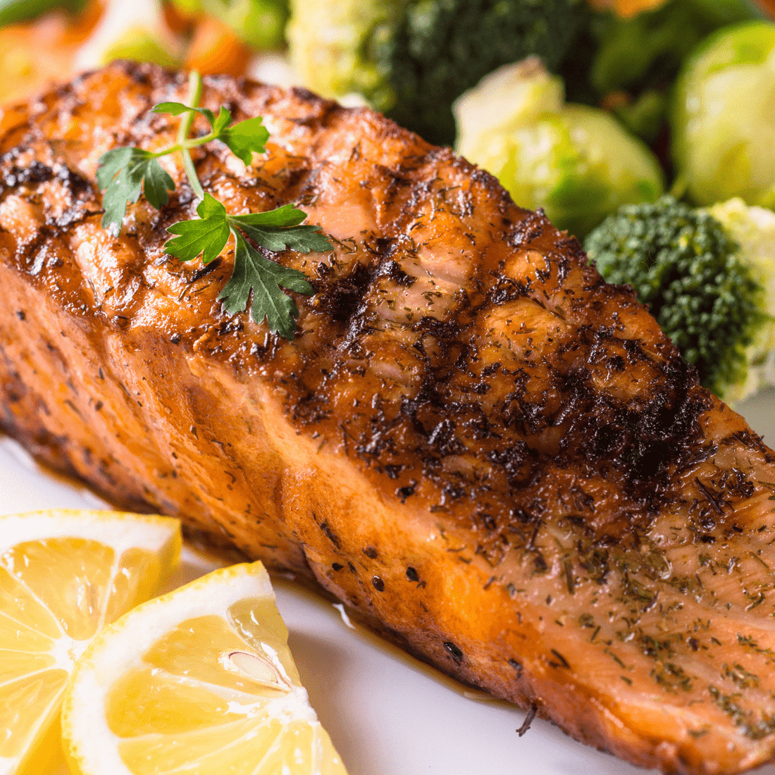 A seasoned salmon fillet